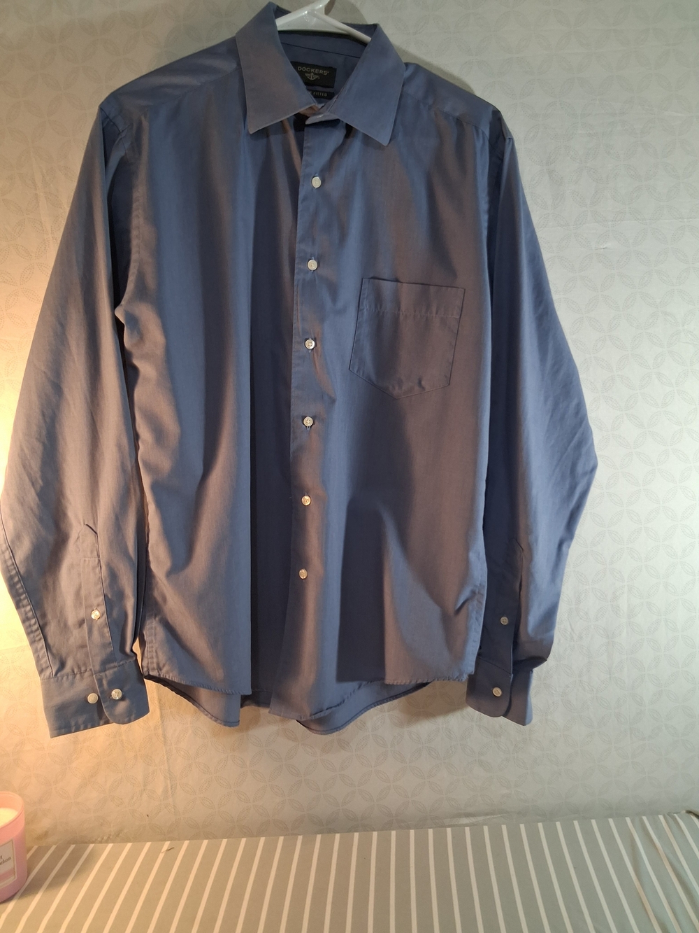 Dockers Slate Blue Long Sleeve Button-Down Dress Shirt